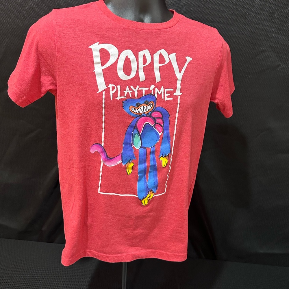 Vibrant Red Short Sleeve Tee with Playful Graphic